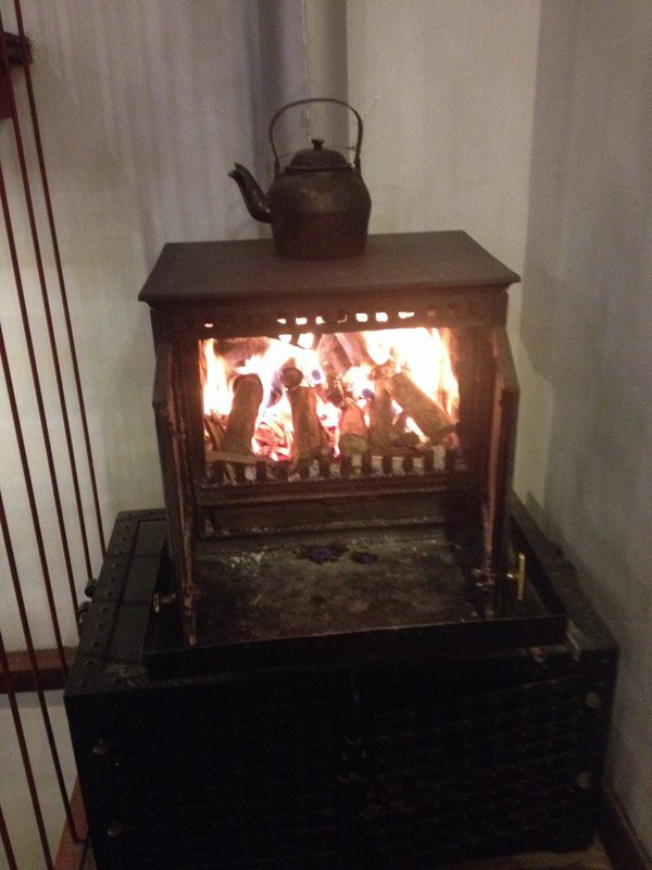 Wood burner in hotel 