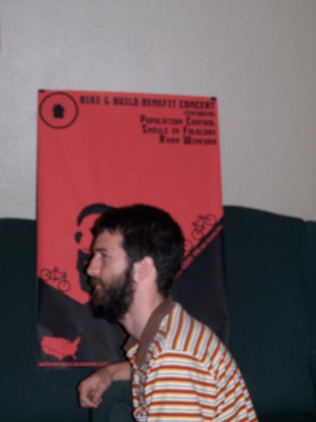 Jeff and the poster for his fundraiser