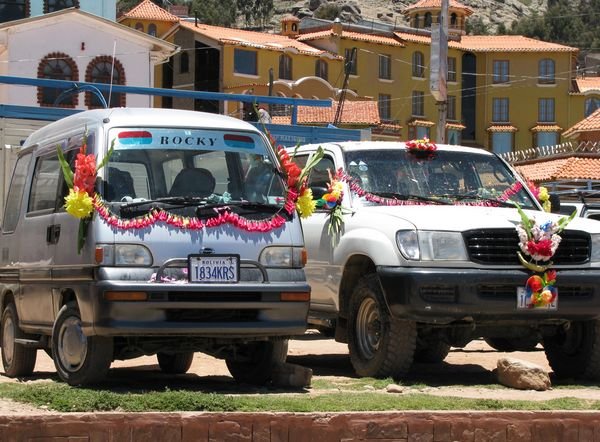 Cars decorated for the blessing