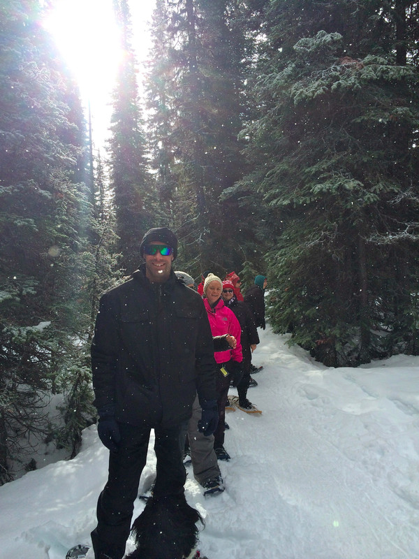 Me in amongst the trees during our snow shoeing adventure