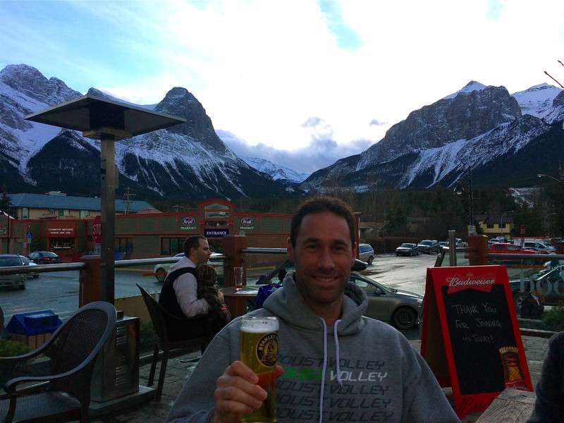 Enjoying a drink at The Wood in Canmore