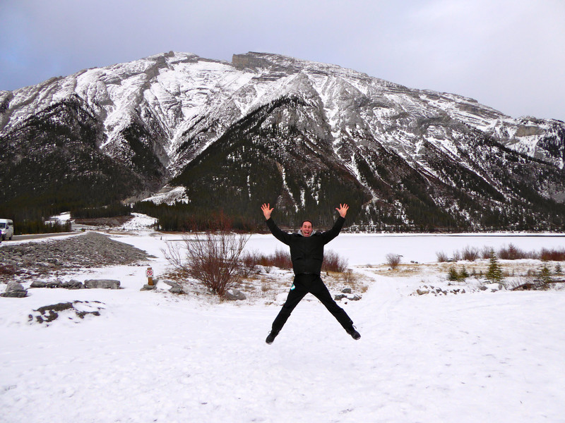 Jumping for joy after the dog sledding experience