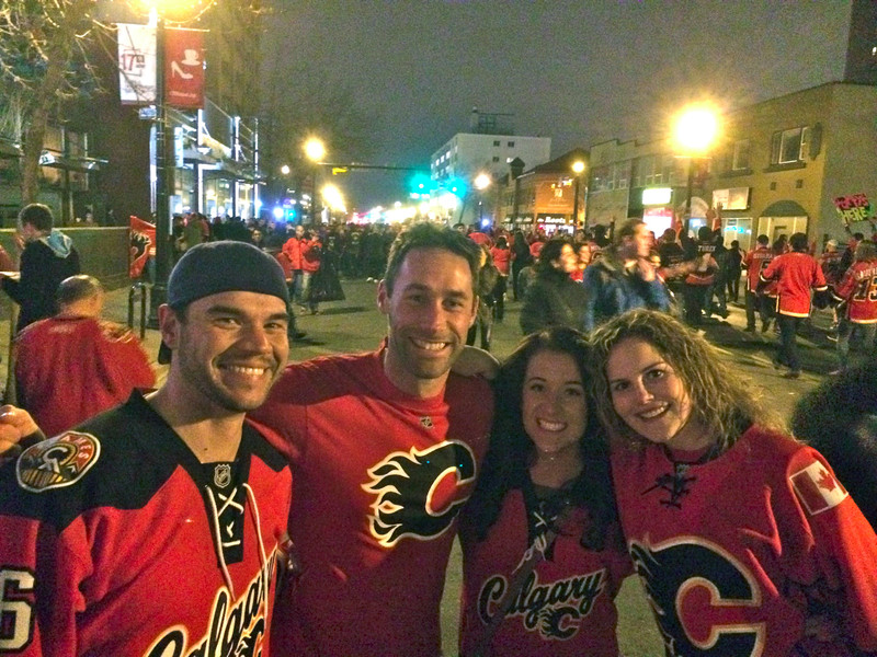 Scott, Jackie and I on 17th Ave after Flames win