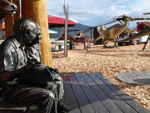 Some of the sculptures at the Log Barn