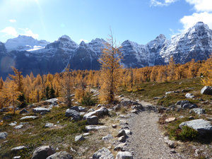 View of mountains in Larch Valley