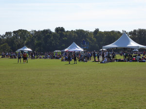 The Soccer Fields in Austin with tents around the ground