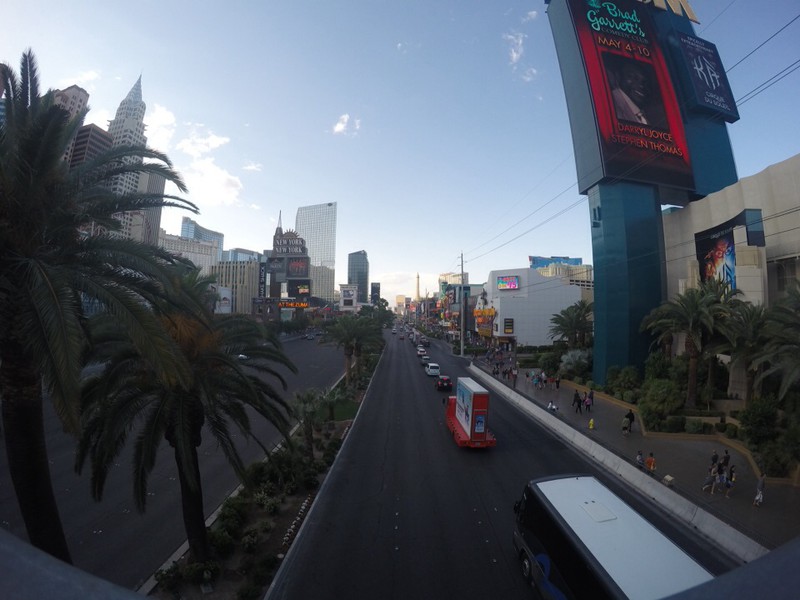 Looking up The Strip in Vegas