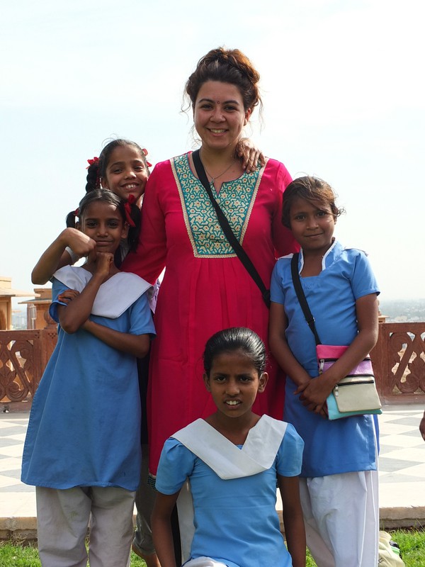 Laila with school kids