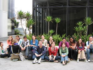 The whole crew outside the Embassy