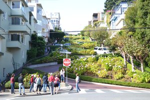 Famous zigzag road at Lombard Street