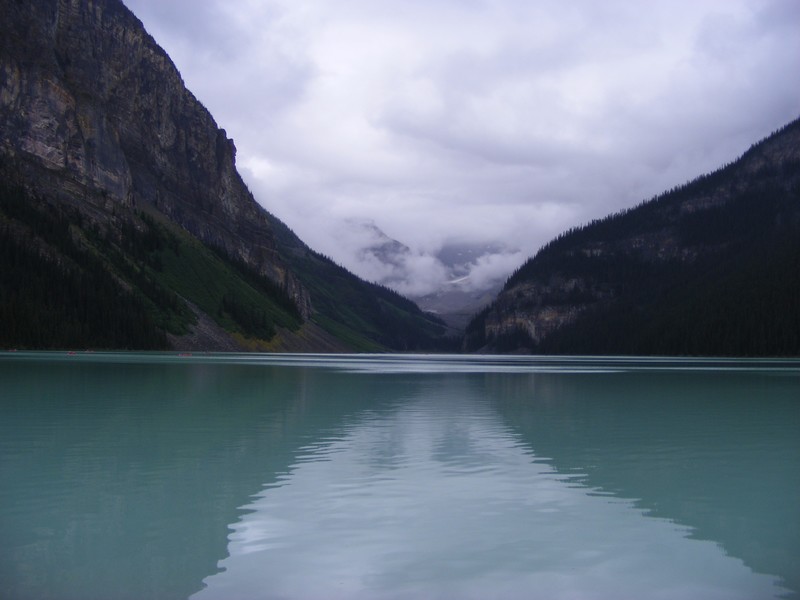 Lake Louise on a cloudy day