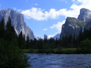 el capitan (left) and cathedral with bridal veil falls (right) 