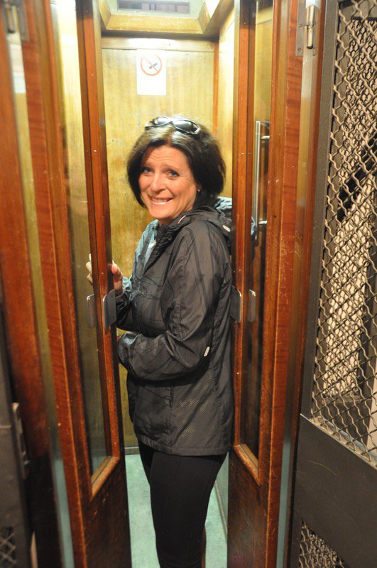 Tight  squeeze in elevator