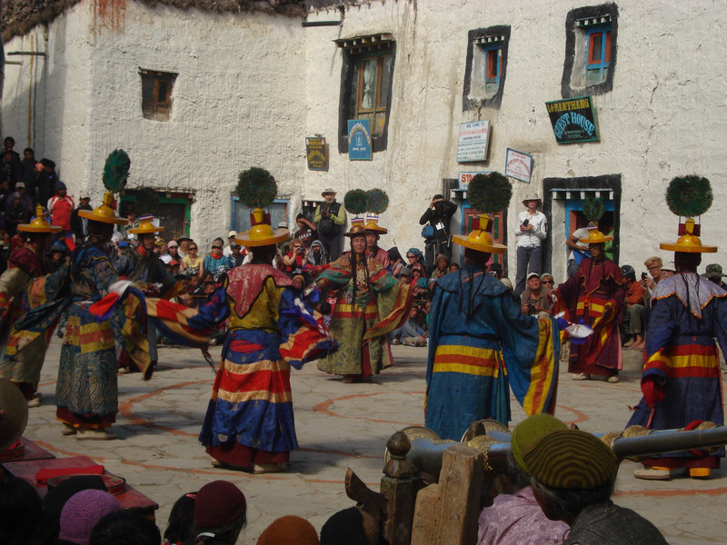 Monks performing mask dance during Tiji Festival in Lo Manthang