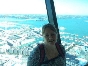 At the top of the SkyTower 