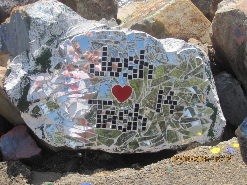 Made from a mosaic of mirror tiles