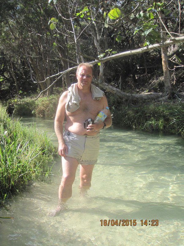 Eli Creek - Tom wishing he had worn his bathers! 