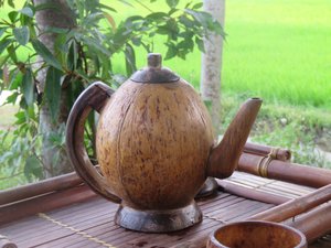 Coconut teapot - lovely  green tea with ginger