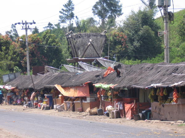 Fruit stands on the road to Berastagi