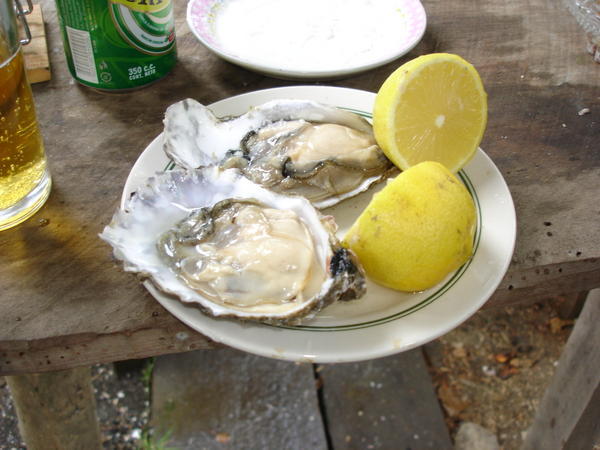 My first ever oysters at a beach shack