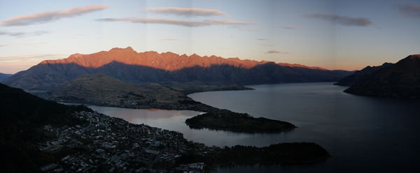 Panorama of The Remarkables At Sunset