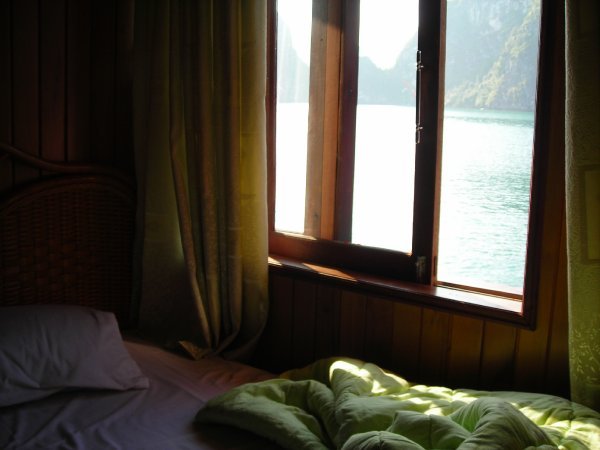 View from the bedroom on the boat