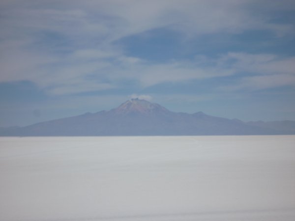 Salt Flats - Vo,lcano in the distance