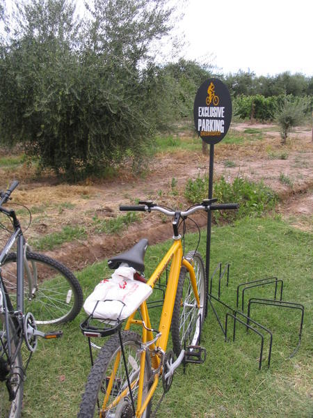 Reserved bike parking at the vineyard
