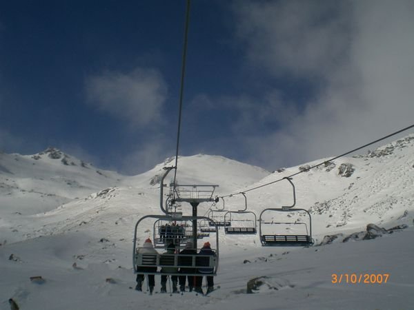 On the ski lift