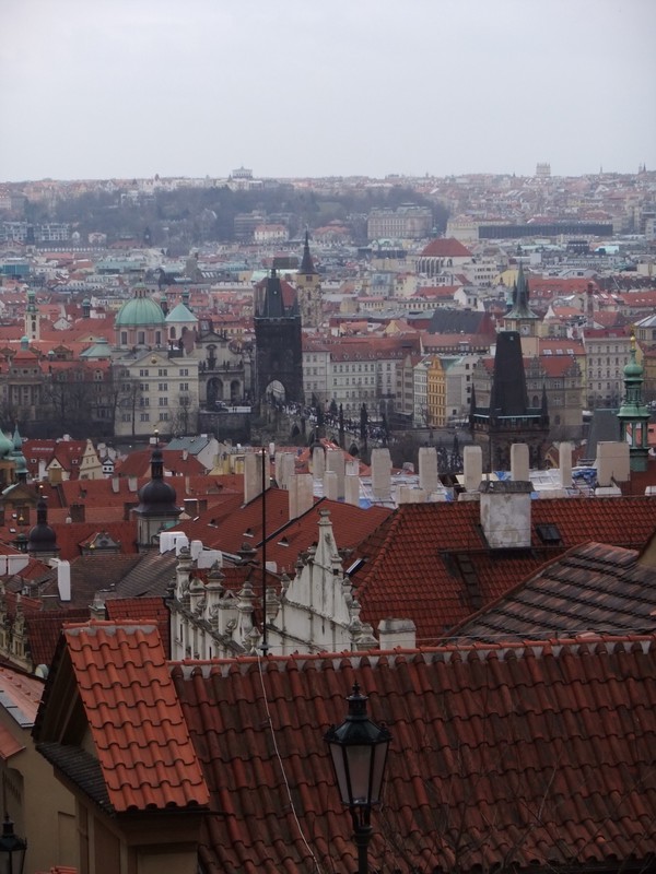 View of Charles bridge from castle 