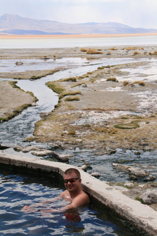 Enjoying a hot spring