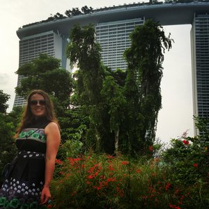 In the Gardens of the Bay with the Marina Sands in the back