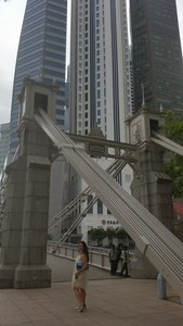 Crossing the oldest Bridge in Singapore