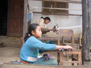 young women weaving