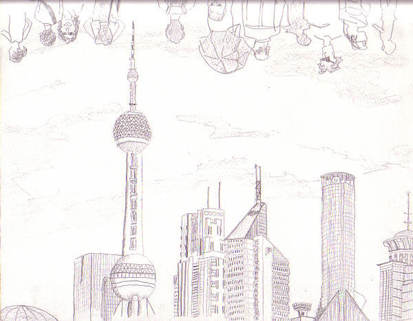 Shanghai skyline sketch