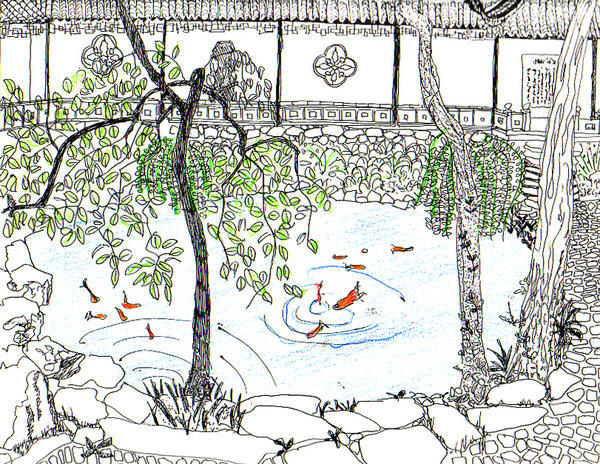 sketch of pond, Canglang Ting