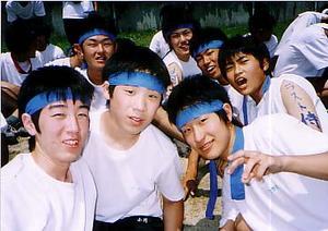 first year boys on Team Blue, Sports Day, Kure High School
