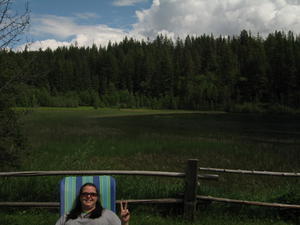 Marci, camping near Kootenay Lake