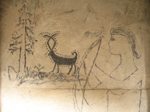 hunter, temple wall painting, Kalasha
