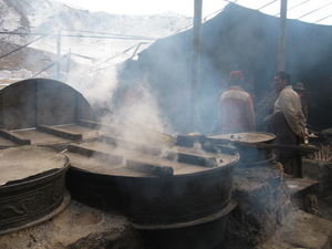 boiling vats of yak butter