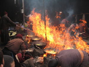 boiling vats of yak butter