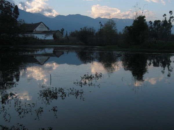 village at dusk, Erhai Lake