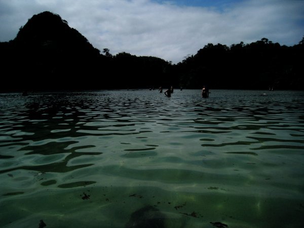 bathing in the lagoon, Pulau Sempu