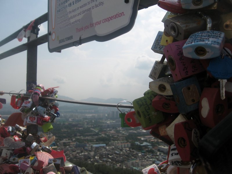 Lovers' Locks and View of Seoul