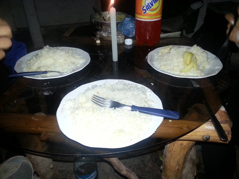 Supper: plain rice and patatoes