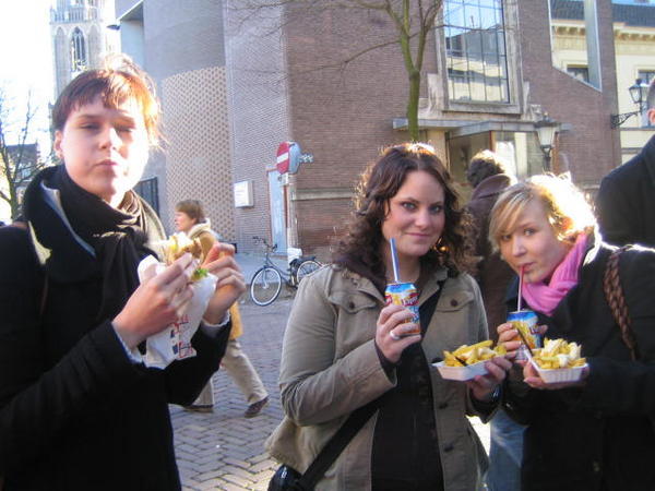 Enjoying some Dutch snacks