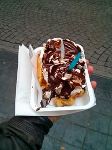 Belgian Waffle + Banana + Whipped Cream + Chocolate