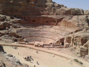 The ancient amphitheatre was carved entirely out of rock and seats 4000 persons