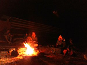 Bedouin musicians entertain around the camp fire