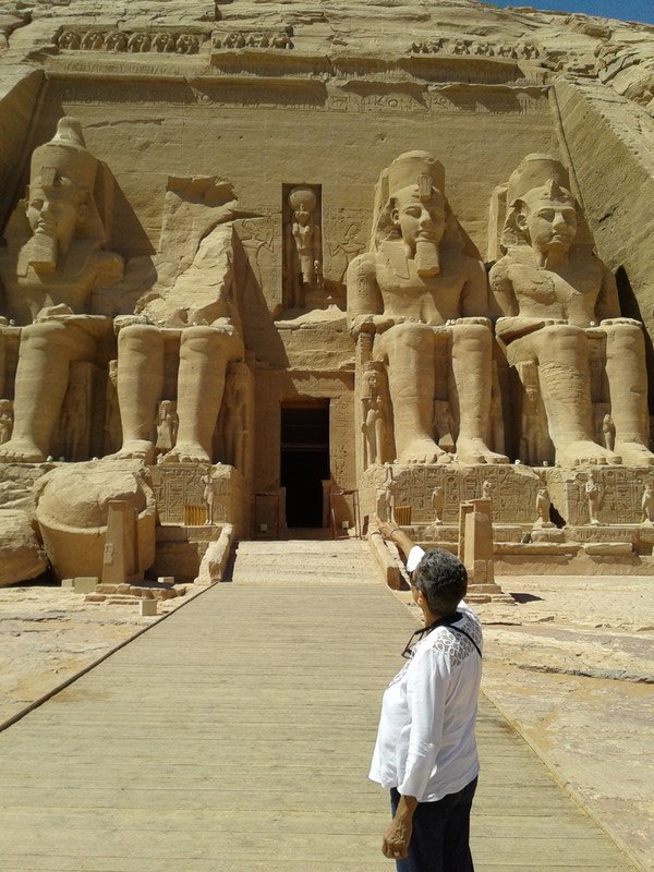 The imposing facade and entrance to Ramsis Temple is over 65 ft or 20 metres tall